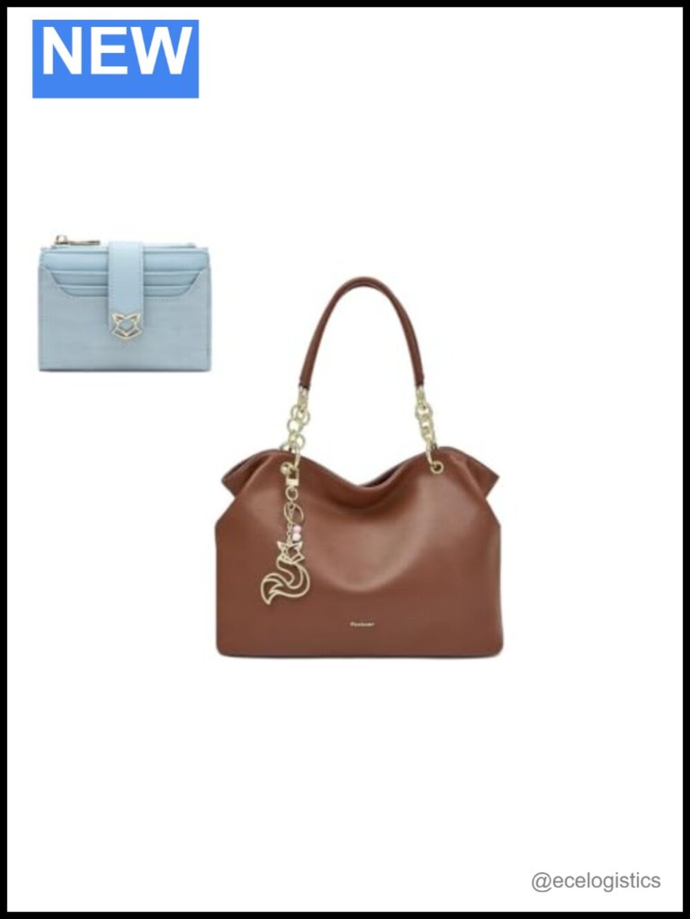 Genuine Leather Tote Bag with Matching Small Wallet
